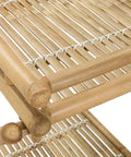 Close-up of Bamboo Serving Trolley's smooth slatted surface and sturdy framework, showcasing premium bamboo construction.
