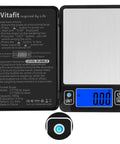 Dialed In Ultra Precise 500g Digital Gram Scale With 0.01g Resolution And Built In Level Bubble For Kitchen Jewelry Lab Coffee And Food Prep Black Professional Grade Since 2001 showing display and buttons