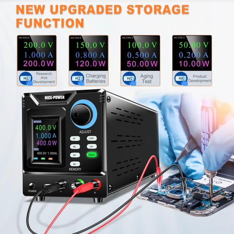 Dope High Voltage DC Power Supply 0 To 400 Volts And 0 To 1 Amp Bench Lab Regulated Power Source With Memory M1 M2 M3 M4 Encoder Knob