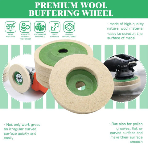 11 Piece Wool Buffing And Polishing Wheel Kit For Angle Grinder, premium wool wheels for smooth metal surface finishing.
