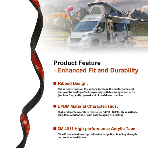 Dang Good Premium Epdm Foam Rubber Seal Strip 3 16 Inch Wide By 25 Feet Long ribbed design enhancing fit and durability for RVs.