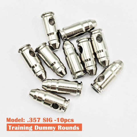 Steel Safety Practice Rounds For Dry Fire Training, Action Trainer Dummy Rounds For Pistol Caliber 357 SIG, CNC Machined, 10 Pieces