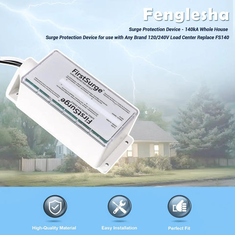 Whole House Surge Protector 140kA Per Phase For 120/240V Load Centers, Works With Any Brand Panels, FS140 Replacement