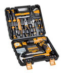 All In One 8V Cordless Drill Tool Set With 132 Piece Box Yellow for Homeowners and DIYers with LED Light