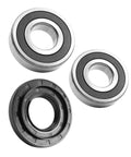 Heavy Duty Washer Tub Bearing And Seal Kit Replaces MDS62058301 For Lg Kenmore Models showing two steel bearings and one rubber gasket.