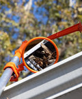 Expandable Inspection Mirror On A Pole For Roofs Gutters Ductwork Under Vehicle And Car Inspections in use showing gutter debris