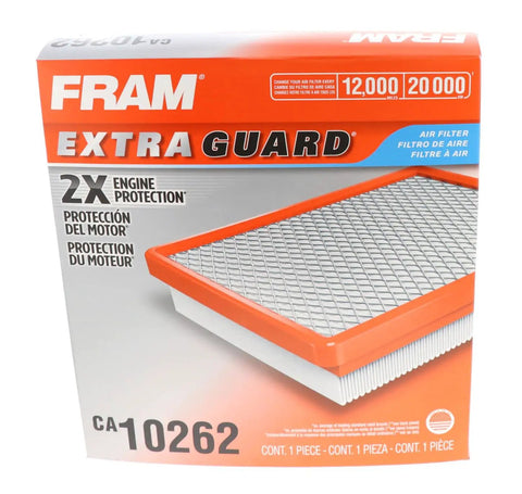 Extra Guard Air Filter CA10262 For Ford And Lincoln Vehicles packaging showing air filter and 2X Engine Protection