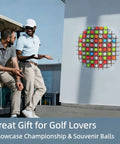 Rad Ball Shaped Golf Ball Display Case For Collectors, Holds Up To 78 Golf Balls, Cool Wall Art on a modern building wall