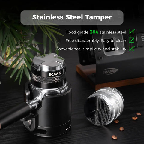 53mm Coffee Distributor And Hand Tamper With Adjustable Depth for Espresso, stainless steel, fits 53mm and 54mm portafilters