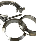 Five Inch 304 Stainless Steel Turbo Flange Kit with V Band Clamp and Male and Female Flanges for Intercooler, Turbocharger, Intake, Exhaust
