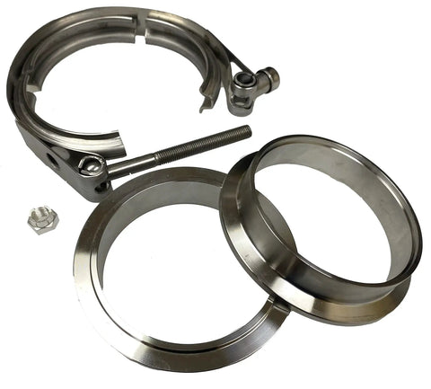Five Inch 304 Stainless Steel Turbo Flange Kit with V Band Clamp and Male and Female Flanges for Intercooler, Turbocharger, Intake, Exhaust