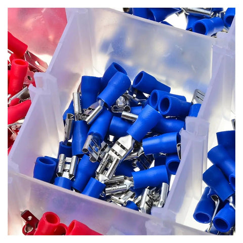 Top Shelf 300pc Electrical Wire Crimp Terminals Kit With Insulated Spade Butt Connectors And Assorted Terminales Perfect For Any Wiring Project You Need To Get Done Quick And Smack On Time Today, blue insulated terminals in storage box