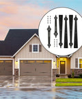 Set Of 6 Heavy Duty Garage Door Handle Hinges With Decorative Hardware Kit for barn doors shown on a house