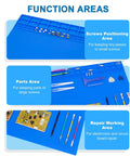 Extra Large Soldering Mat With ESD Wrist Strap And Grounding Kit showing screws positioning, parts, and repair working area.