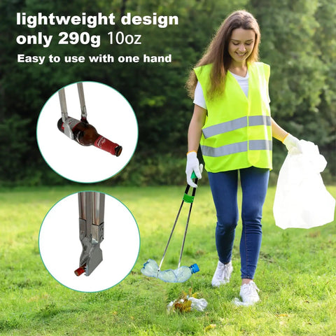 35 Inch Long Grabber Reacher Tool Heavy Duty Trash Picker Upper With Five Point Seven Inch Crocodile Mouth Jaw Stainless Steel Body Soft Grip Handle Grips Up To Six Lbs Bricks And Light Debris Assembly Required