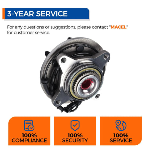 Front Wheel Hub Bearing Assembly 515046 for 2004 Ford F-150 Heritage with ABS, 6 stud, close-up, direct fit, smooth ride