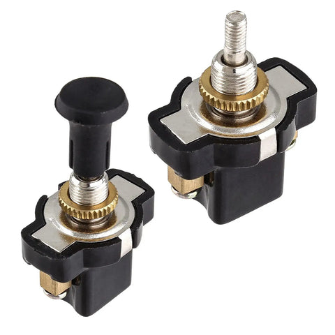 Push Pull Light Switch 12V Two Pack 8mm Thread On Off Toggle Switch For Car Boat Golf Cart Truck Marine Black Round Handle Built Tough Durable Plastic Housing Easy Install And Reliable Power Control, two black switches