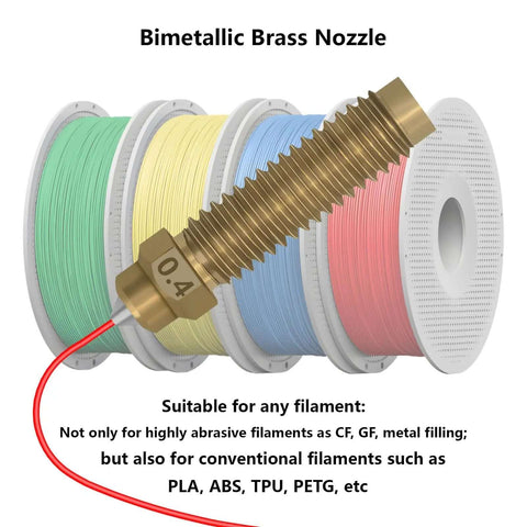 Bimetallic brass nozzle with filament spools, 5 Pack Brass Hardened Steel Nozzles For Centauri Carbon And Centauri 3D Printer, 0.4mm