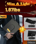Ultra Thin 0.27 Inch Dual Portable Monitor For Laptops held by person, comparison with other monitors, lightweight design emphasized
