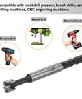 Built Tough 2 Pack Forstner Drill Bits 10mm And 13 32 Inch on an electric drill showing serrated carbon steel design.