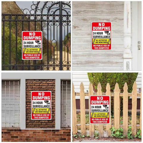 Catch Those Sneaky Trash Hogs With These 2 Pack Heavy Duty Aluminum No Dumping Signs on fences and gates.