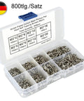 Stainless Steel Chipboard Screws With Partial Thread For Wood And Furniture Assembly Heavy Duty 3 To 6 Millimeter Diameter Pack of 800