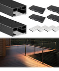 Rock Solid Heavy Duty Black Aluminum LED Cable Railing Handrail includes connectors and end caps for decks and stairs.