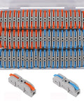 Rock Solid Sixty Piece Quick Connect Lever Wire Connector Kit Tool Free Insulated Butt Splice And Inline Terminals AWG 28 To 12 stackable in case.