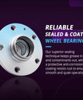 Single Hub Assembly Front or Rear Replacement for 2001-2005 Pontiac Aztek showing sealed wheel bearing and anti-corrosion coating
