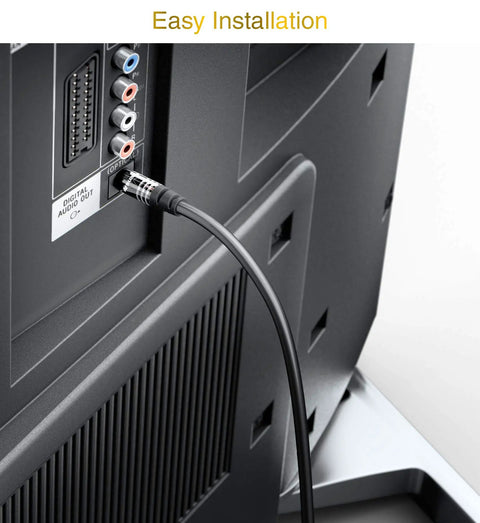 Epic 25 Ft Toslink Optical Audio Cable connecting to TV's digital audio output port for easy installation.
