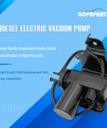 NOVAPARTS diesel electric vacuum pump; black plastic housing with mounting bracket and hose