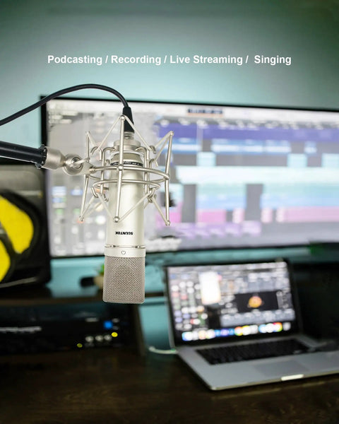 Professional XLR Condenser Microphone With 34mm Large Diaphragm Cardioid Pattern for singing and podcasting in studio