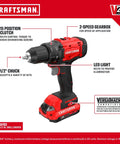 Badass 20V Cordless Drill And Impact Driver Combo Kit With Two 2Ah Lithium Batteries And Charger showing 1/2" chuck and LED light features.