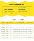 Product specifications for the High Speed Fishing Reel With Gear Ratio Five Point Two To One Yellow Metal Casting Reel