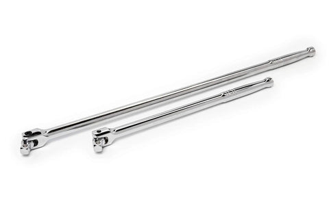 Two Piece Half Inch Drive Breaker Bar Set With 15 Inch And 24 Inch Handles For Heavy Duty Torque Chrome Finish Is Easy To Clean And Keeps Sockets