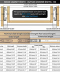 Heavy Duty Stainless Steel Soft Close Drawer Slides Full Extension Smooth Glide Cabinet Hardware 10 Inch Pair sizing chart.