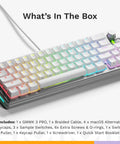 Flat Out Dope 65 Percent Compact Mechanical Keyboard Built Heavy With Solid Aluminum Case And Gasket Mount For Silky Smooth Typing showcased with accessories.