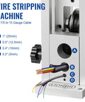 Manual Wire Stripper Machine For Drill With Hand Crank Portable 0.06 To 1 Inch Cable Stripping Tool showing cable sizes