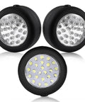3-pack of 24 LED Round Magnetic Work Light With Hanging Hook And Magnet Set Pack Of 3 Black Hands Free Bright LED Torch for auto repair