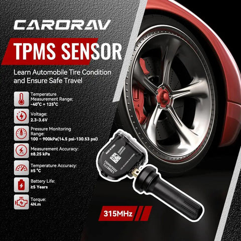 TPMS Sensor For Buick Cadillac Chevrolet GMC Vehicles Great Fit For SUVs And Cars 2002 To 2020 Keeps Tire Pressure In Check Easy Install Ready To Roll Durable Tire Monitoring Sensor, 315MHz sensor