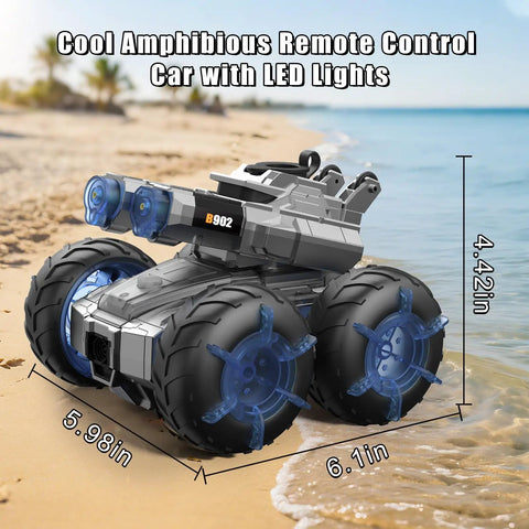 3 In 1 Amphibious RC Car Transforms Into Boat With Built In Water Gun For Epic Backyard Battles, off-road truck on beach