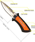 Compact Emergency Dive Knife with 62mm blade, ergonomic handle, and lanyard hole for scuba gear and spearfishing use with saltwater ready