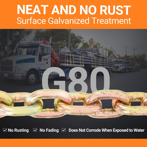 Three Eighths Inch Grade 80 Heavy Duty Binder Chain With Grab Hooks Ten Foot Long 7,100 Lbs Safe Working Load Tow Chain image