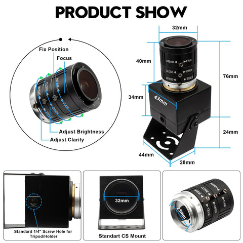 USB Camera With 120fps High Speed 4K 12MP Golf Swing Camera 3X Manual Optical Zoom Lens Plug And Play For Windows Mac Linux