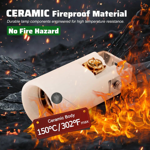 Heavy Duty Ceramic E12 Bulb Sockets Kickin Durability Straight Forward Wiring Hooks Up Easily To Led Or Halogen Lamps built tough with fireproof ceramic material.
