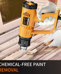 Go-To Heavy Duty 1800W Heat Gun Kit With Dual Temperature 662F And 1112F used for chemical-free paint removal on wood surface