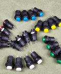 24 Pack 12mm Momentary Push Button Switch SPST On Off AC 250V 1.5A 125V 3A Lockless Mini Round Button Kit with 6 Colors