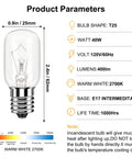 40W Microwave Light Bulb For Appliances And Range Hoods Like Fridge Replacements Lava Lamp Style T8 125V E17 Intermediate Base Warm White 400 Lumens Pack Of 4 product parameters