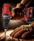 Badass 20V Cordless Drill Driver Kit Featuring Half Inch Quick Lock Chuck And Slick Ergonomic Grip for precision work in wood.