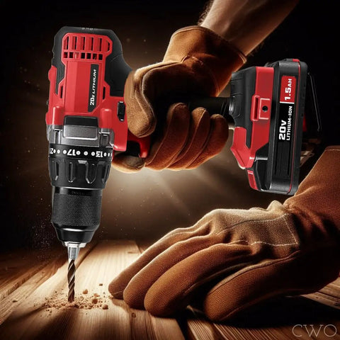 Badass 20V Cordless Drill Driver Kit Featuring Half Inch Quick Lock Chuck And Slick Ergonomic Grip for precision work in wood.